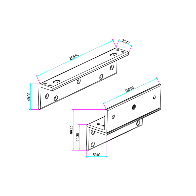 Fäste för dörrmagneten 280kg -YXX-typer. Lämplig för dörrar som öppnar inåt där hållmagneter är på Karm-sidan
