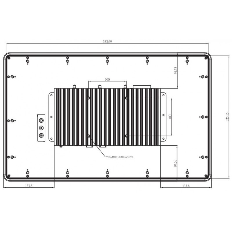 Panel PC 21.5" wide screen med multi touch I3, I5, i7 mulighed