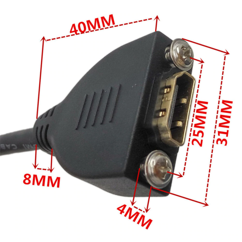 HDMI 1.4 panelmonterad kabel - 50 cm, 1080p, HDMI-A hona till Micro-D hane