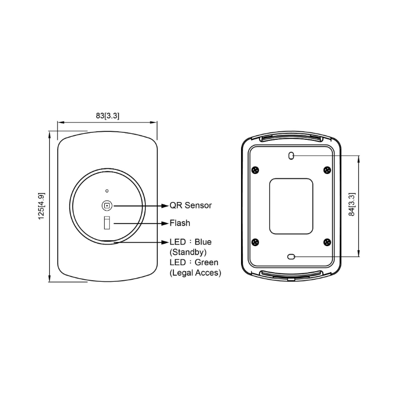 RFID & QR-kodläsare: 125kHz EM4100/4200, Wiegand 34, väggmonterad