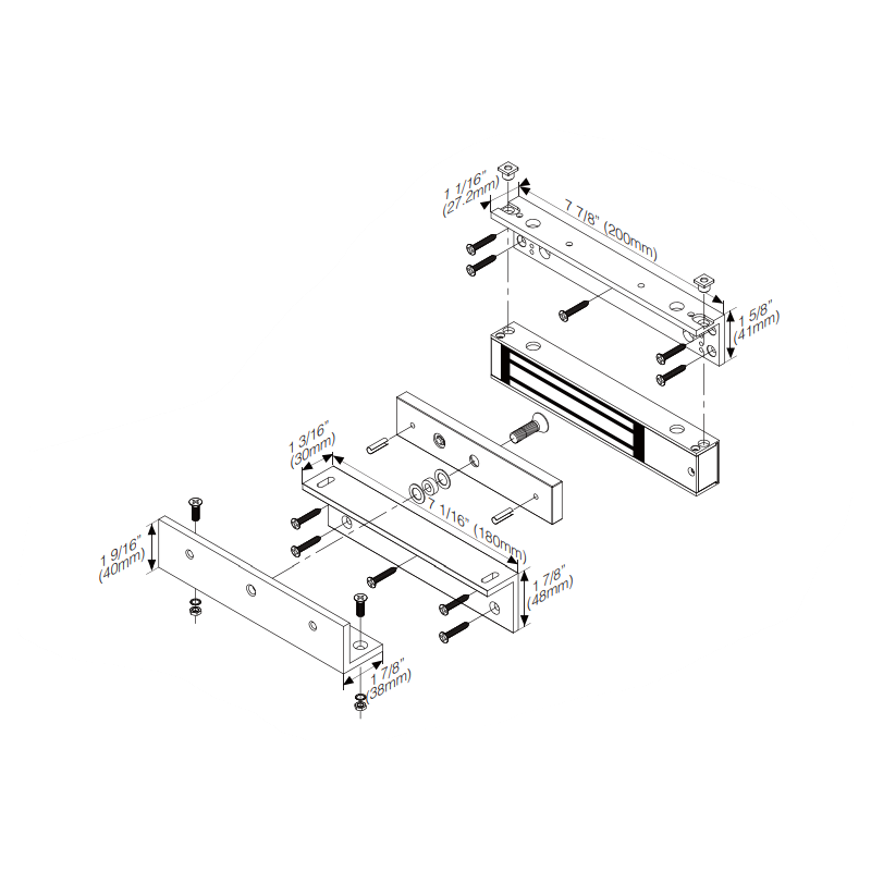 Z-angle bracket for door magnet DOOR-MAGNET-MI on inward door