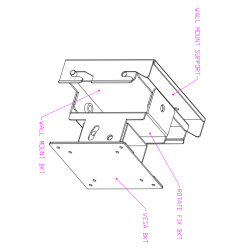 Väggfäste i 304L rostfritt stål för livsmedelsbearbetning, VESA-fäste 75/100, TFT-fäste, panel-PC-fäste