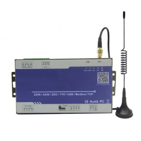 SMS GSM-larm 2 Digitala ingångar, 2 analoga ingångar 2 Digitala utgångar 4g med app för iOS och Android