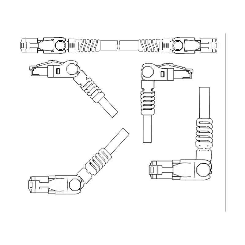 vinklad katt. 6 S/FTP-nätverkskabel upp, ner, vänster, höger, flervinklar RJ45 Ethernet-kabel 45°/90°