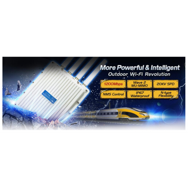 Planet WDAP-850AC är en 1200Mbit 2.4 / 5GHz Outdoor Wifi Access Point, Gateway, Bridge, Repeater. IP67.