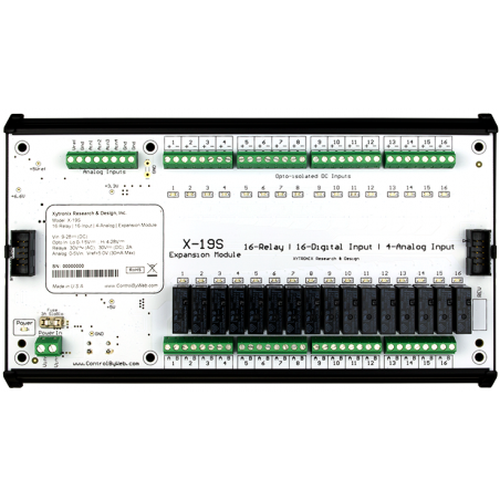 Web Expansion Module, 16 x reläutgångar och 16 x digitala ingångar samt 4 x analoga ingångar. För X-400/600 Controllers