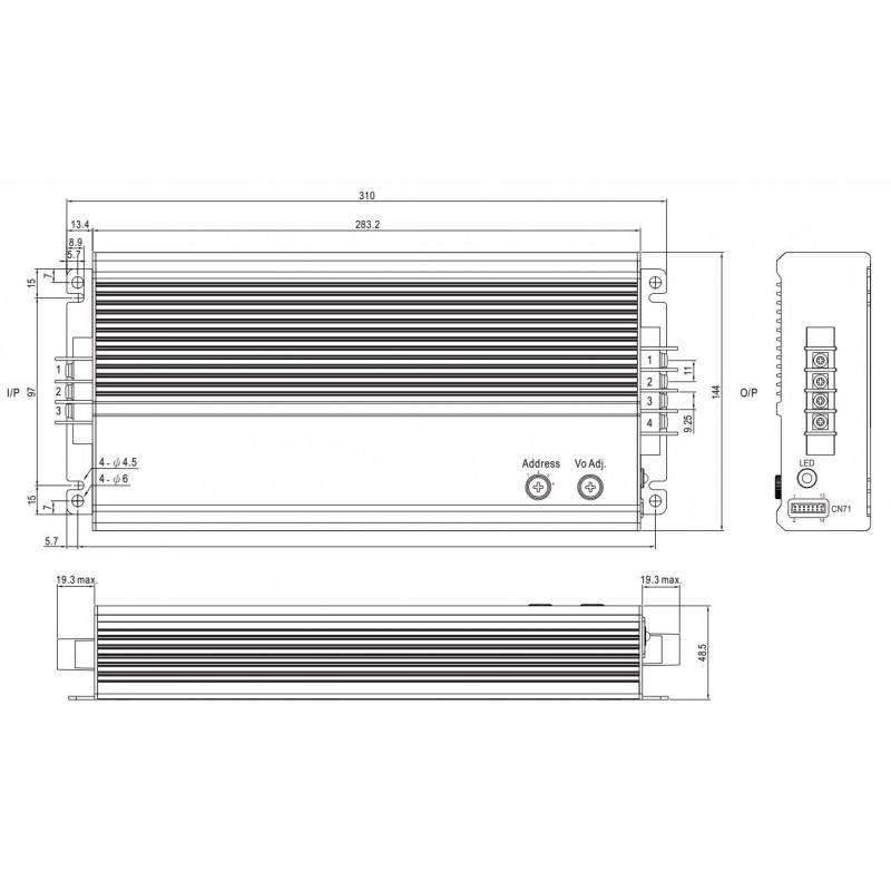 Industriell DC Strömförsörjning 24V 1000W