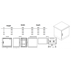 15U 19" outdoor rack cabinet with double wall, 40 cm deep