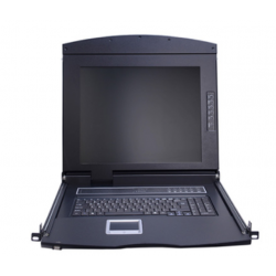 Pull-out console with monitor, keyboard and touchpad. DVI. Local operation of Server in 19" rack cabinet