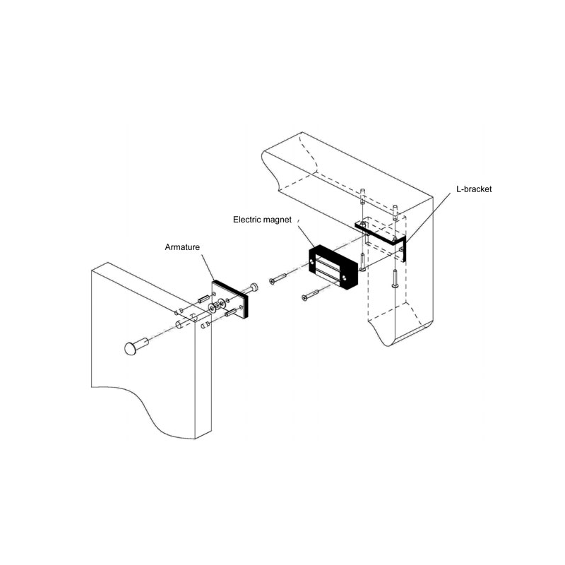 Minidörrmagnet för 24VDC, 6 Watt, IP65 Hållkraft upp till 45 kg