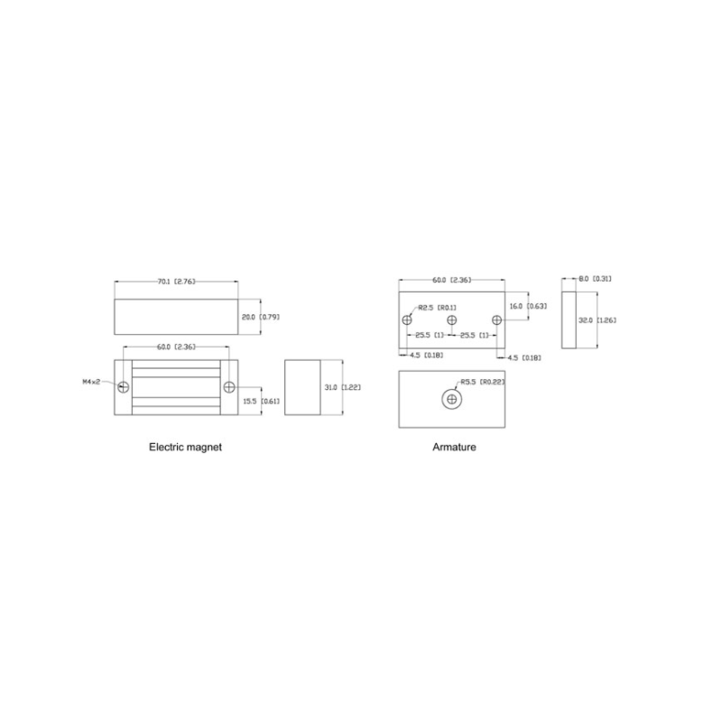 Minidörrmagnet för 24VDC, 6 Watt, IP65 Hållkraft upp till 45 kg