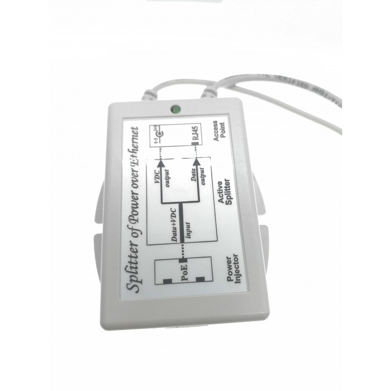 Set of PoE 48VDC injector and 12VDC splitter