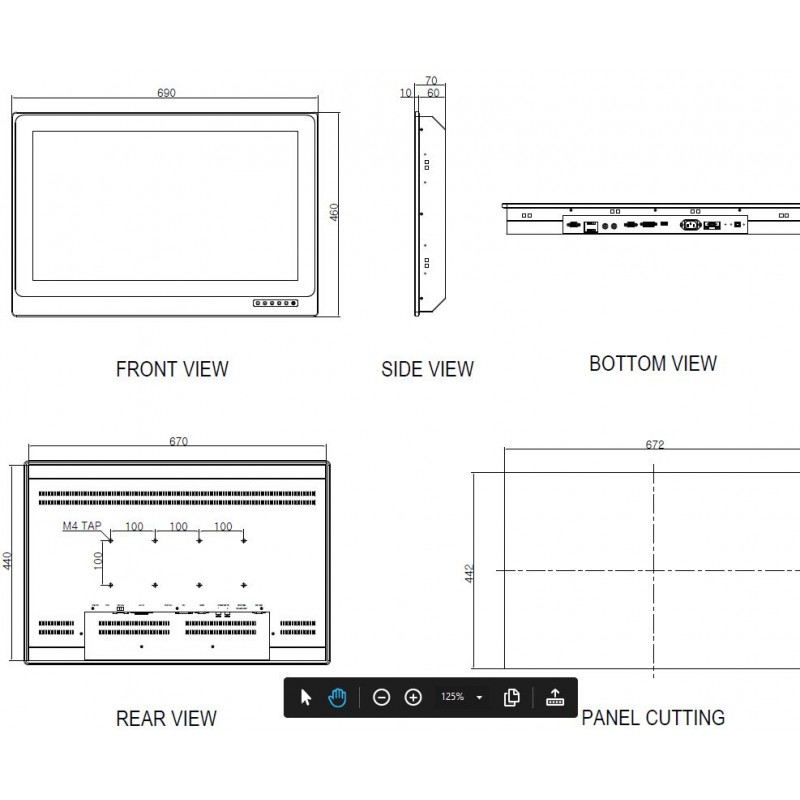 27 "16: 9 Marine Godkänd DNV, ABS, BV, KR, LR, RS, IACS E-10, med dimmfunktion