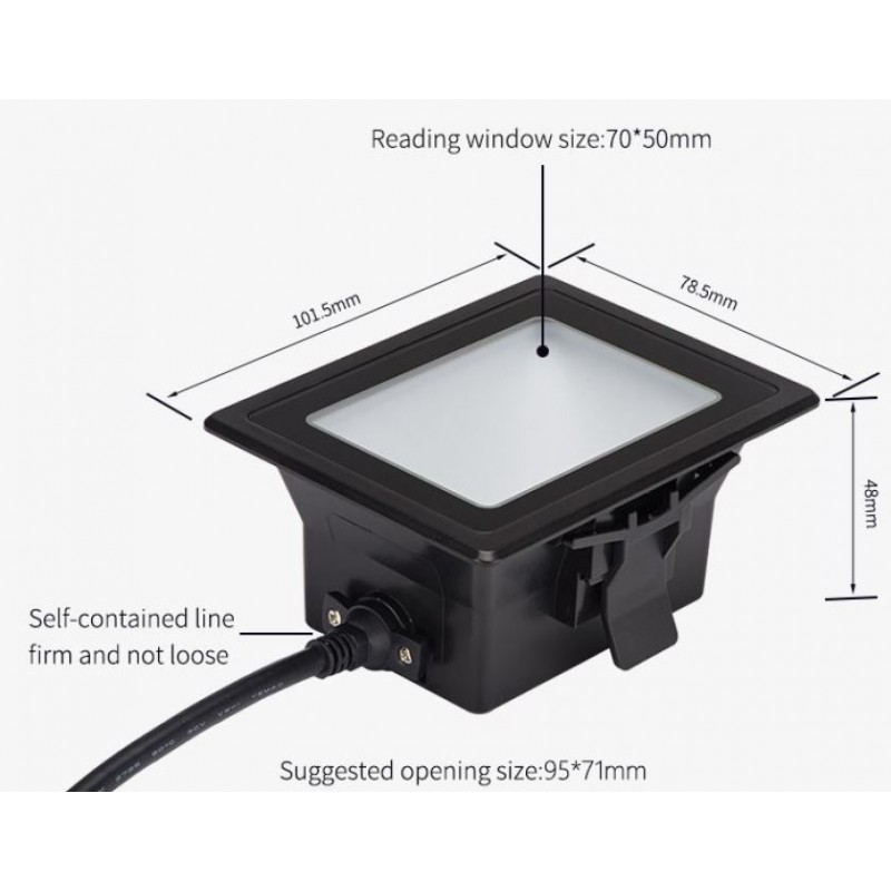 QR och streckkodsläsare. För USB, Vattentät IP66, snabb streckkod och QR-avläsning för installation