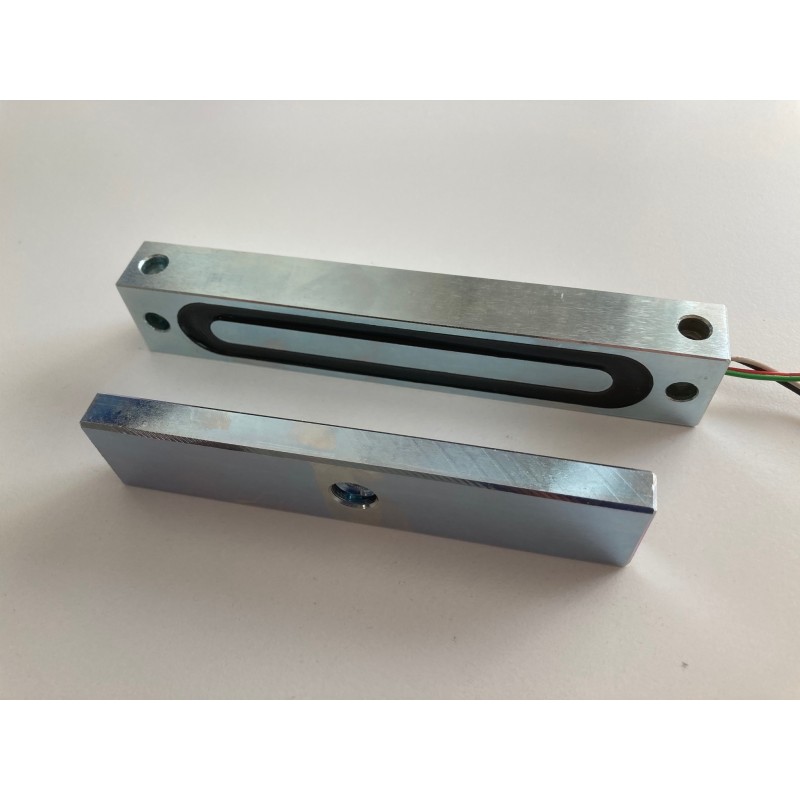 Elektroniskt magnetlås med 110 kg hållkraft. 12 eller 24VDC.