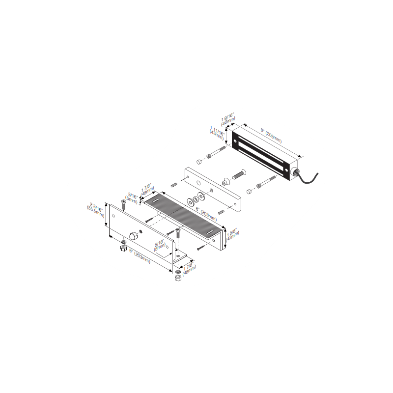 Vinkelfäste för hållmagnet. För inåtgående dörr