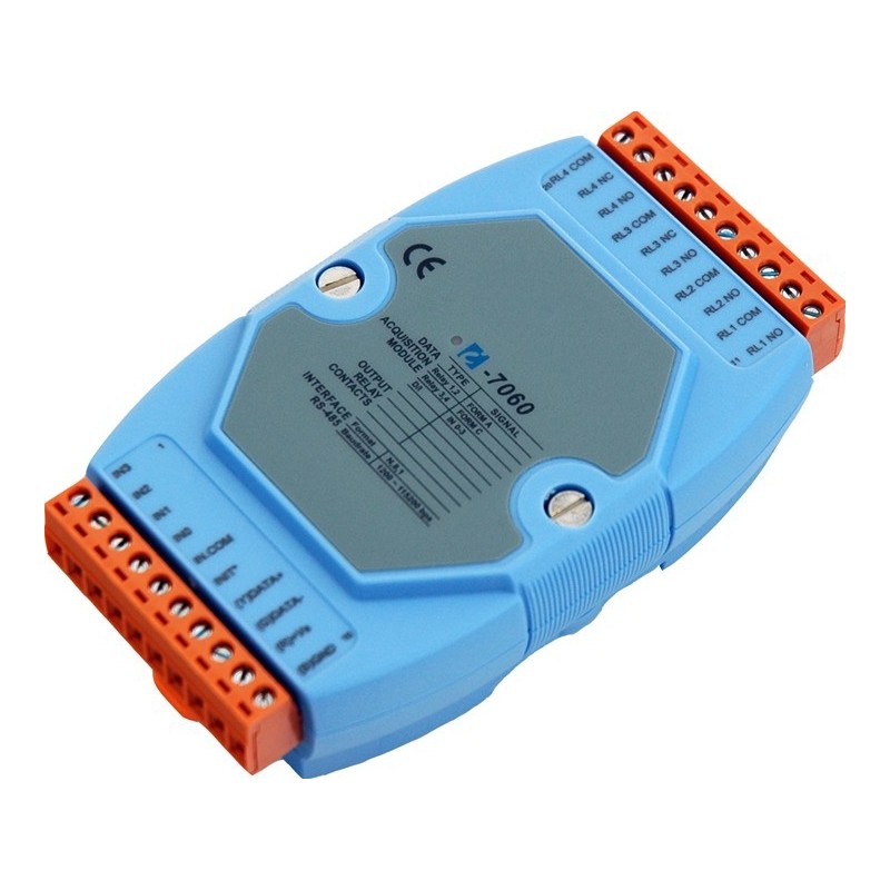 ICPDAS I-7065 Relay box with 5 x relay closing contact - 4 x digital inputs. RS485 bus