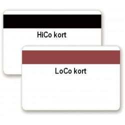 Magnetic card with HiCo magnetic strip. ISO card size, white.