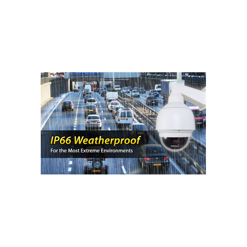 2 Megapixel utomhus IP hastighet kupol kamera. 20x optisk zoom 4.7-94mm. IR-ljus. Pan / tilt.