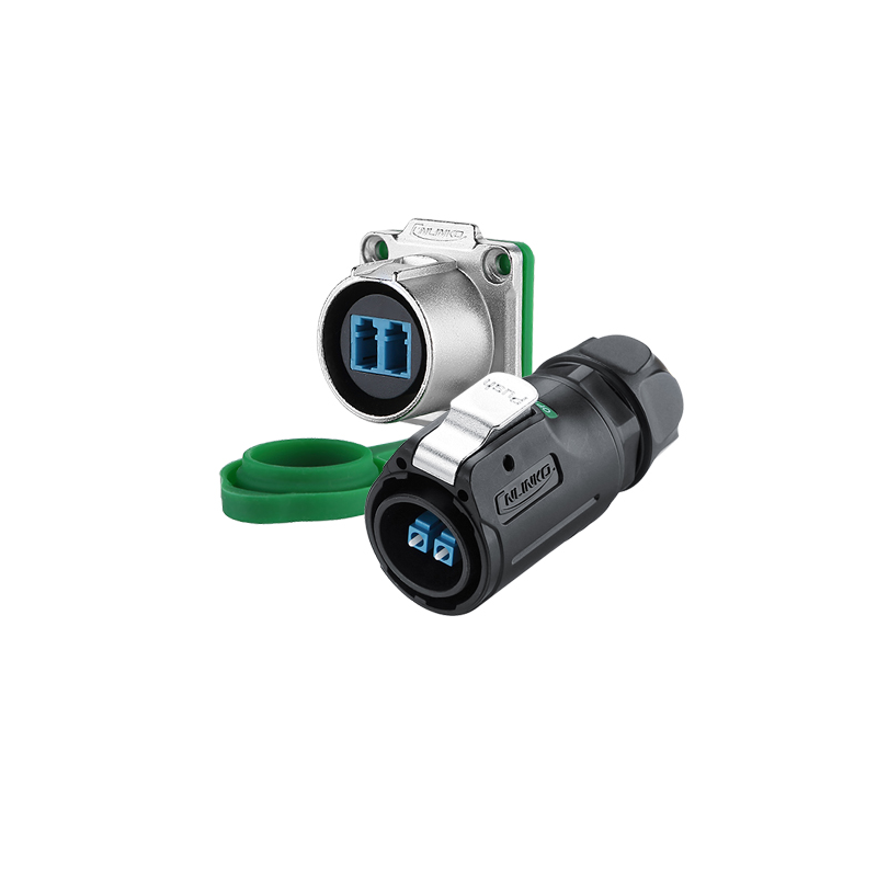IP67 Waterproof fiber cable plug for fiber cable with LC. Plastic and with snap lock.