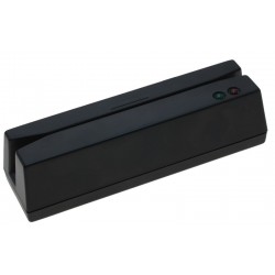 Magnetic card reader - track 1, 2, 3 connected to USB. 2 read heads. HID. Black