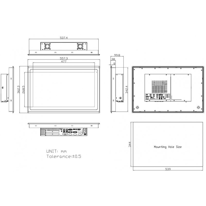 21,5" Panel PC med 1000Nits, vattentät front och automatisk dimming