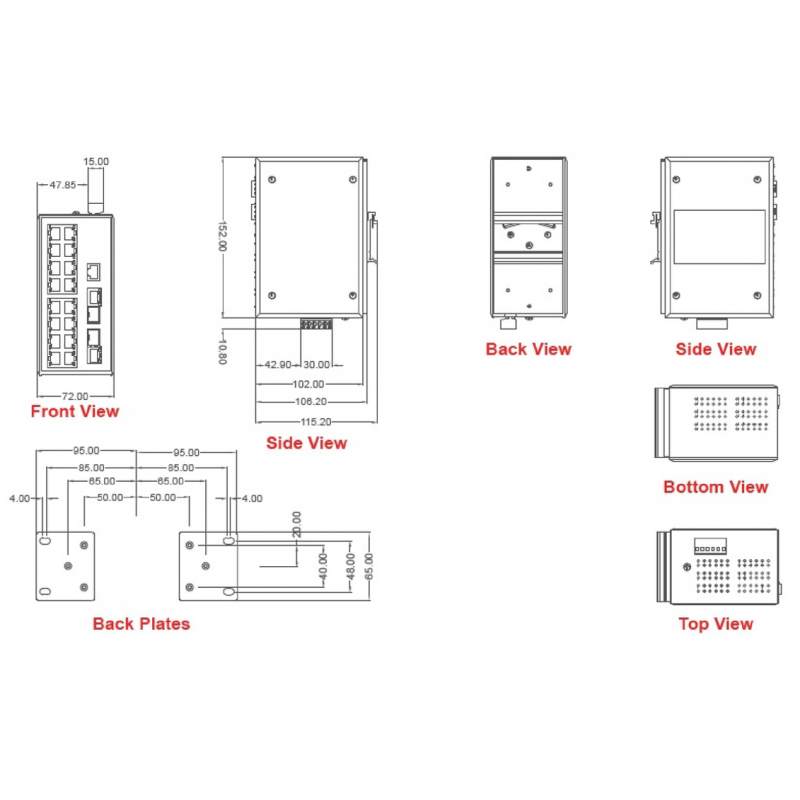 16 Ports PoE + DIN rail mount, fiber interface 2 x SFP, SNMP Managed Industry Switch Extended temperature to 80°C,Redundant Ring