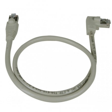 Grå nätverkskabel med 90º vänstra vinkelpropp, 0,5 meter