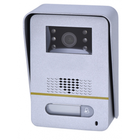 Video Intercom-system. Dörrfon och åtkomstsystem med stänk-tight utomhusenhet, kamera och inomhus pekskärm.