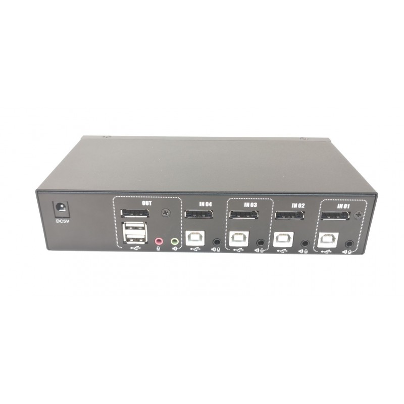 4-portars KVM-switch DP, DisplayPort, 4K60Hz, 3 x USB2.0-snabbtangenter