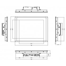 15 "Panel Vesa Monitor TFT-LCD, Resistive Touch, IP65 Front VGA, DVI-D, DisplayPort 1024x768