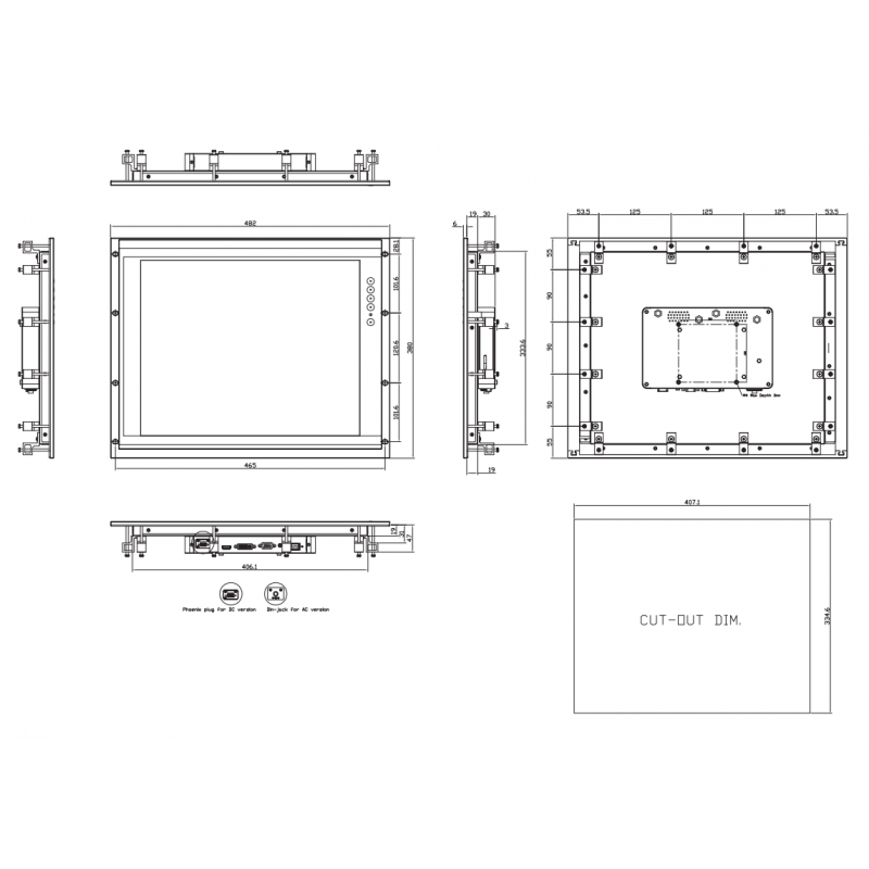 Panel pekskärm 19" tum - Touch / Touch känslig med HDMI VGA DP resistive Touch
