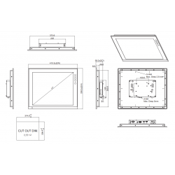 17" Screen for panel mounting with touch