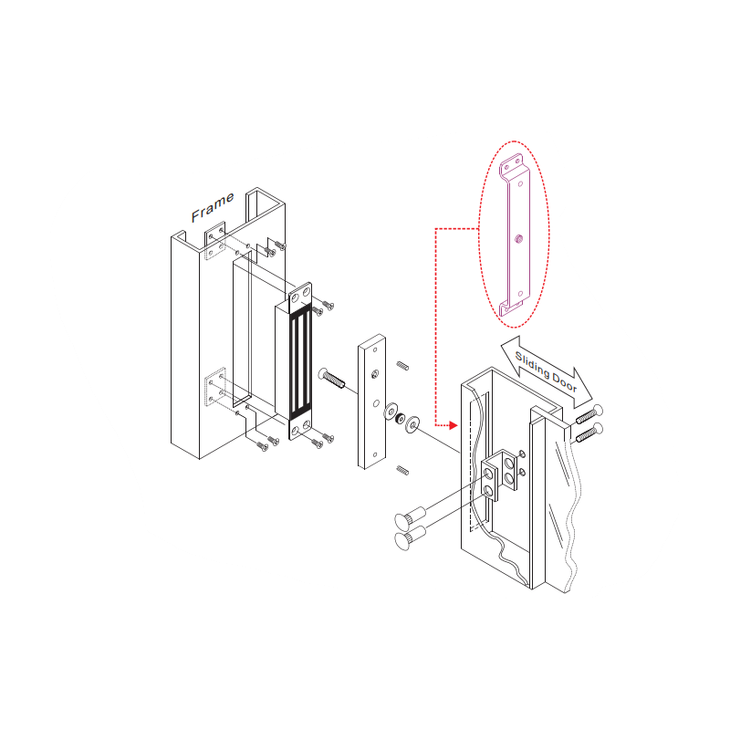 Elektronisk dörrmagnet för 12/24VDC för inbäddning i karm. Upp till 272 kg