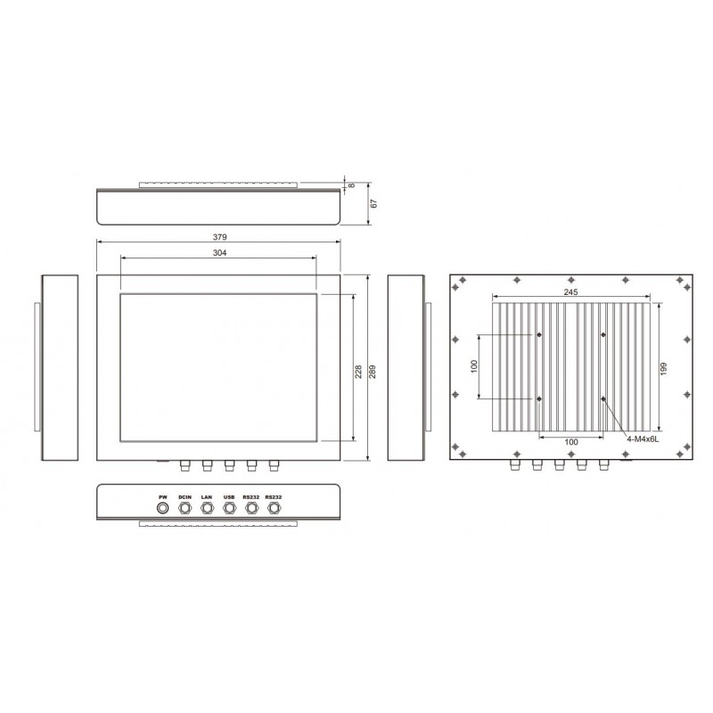 Rustfri ståæ 304 panel PC blæserløs i3,i5,i7 med touch, RS232, USB til windows 7/10