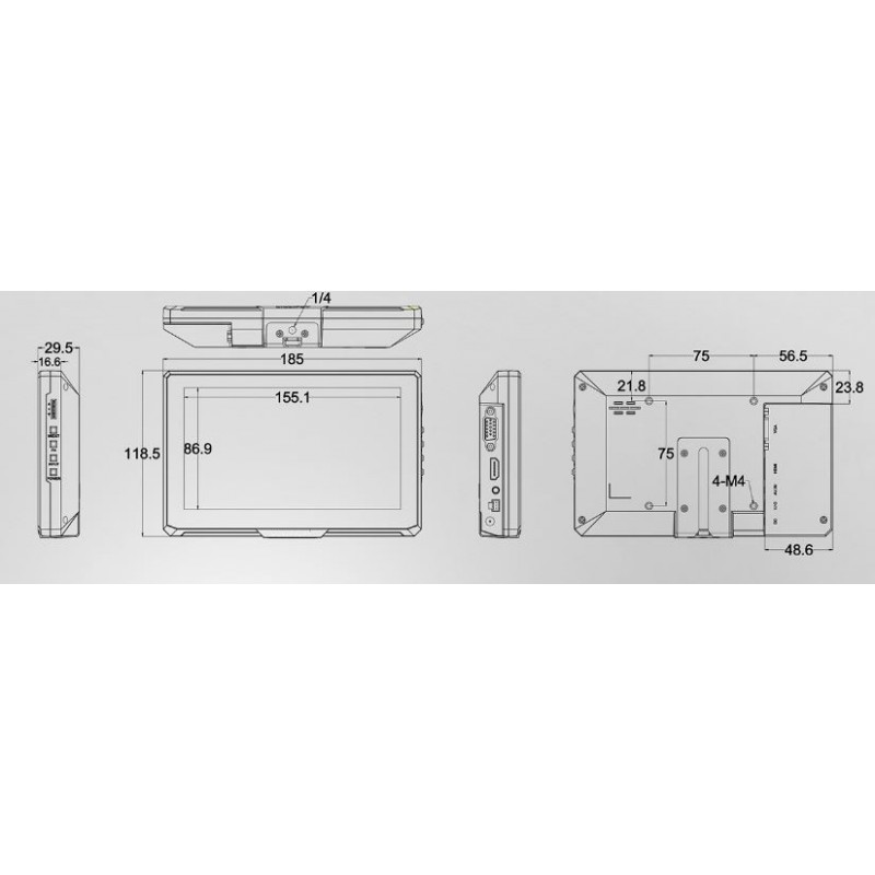 Kompakt industriell LCD-skärm 7"