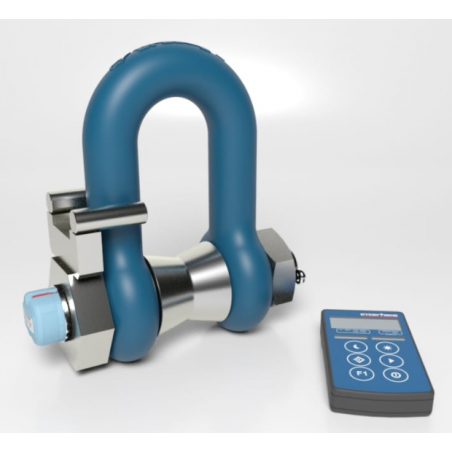Trådlös lastcell i rostfritt stål som shackle (shackle) för kran, tråd-stag och liknande.