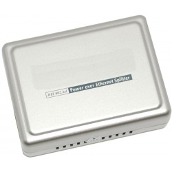 PoE Splitter - Data + PoE in and Data out and switches to 5VDC or 12VDC out - 15 Watt.