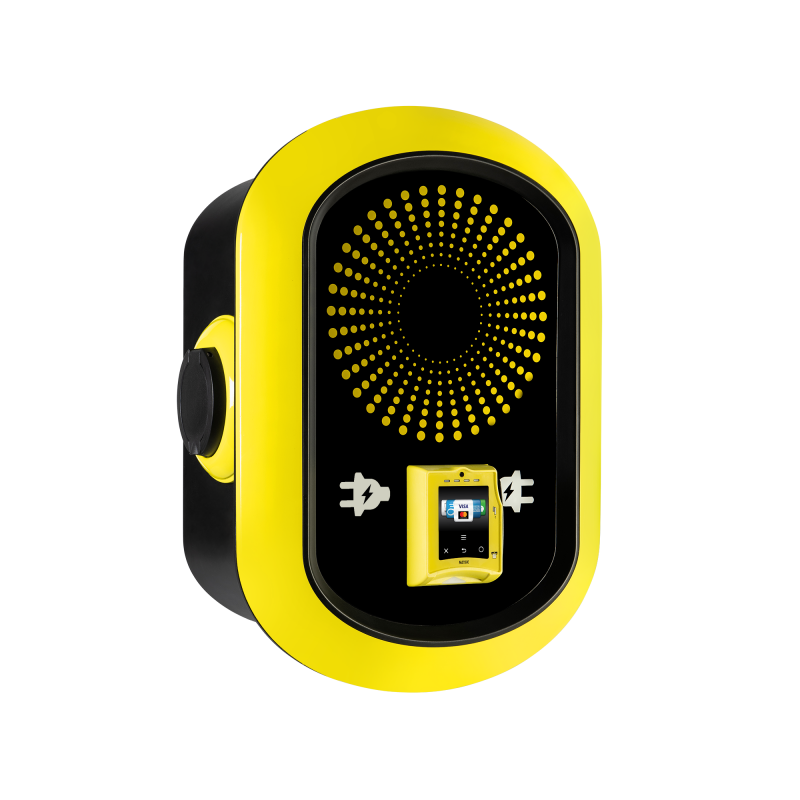 Laddställ för elbil mot betalning. Mobilepay och kortbetalning