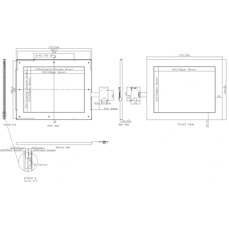 15 "Infraröd pekskärmsmodul Windows 2000, XP, Vista, Windows 7 Windows 10 Multi Touch