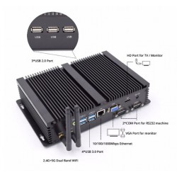 Fanless Embedded PC I5 Gen.8: Dual Display, 16 GB RAM, USB 3.0/2.0