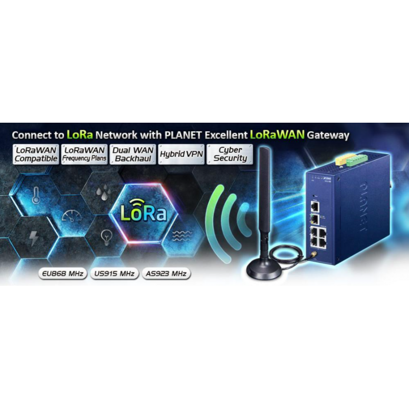 LoRaWAN gateway i industriel kvalitet med pålidelig forbindelse til IoT. Indbygget 5 ports switch