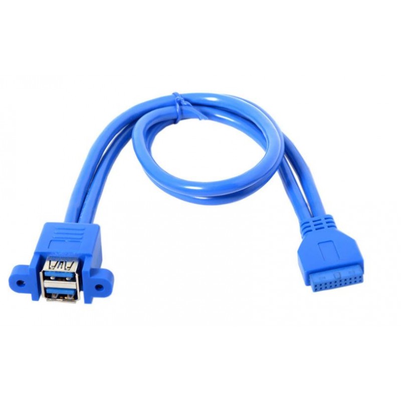 Intern USB 3.0 20pin till Dual USB 3.0 honkabel - 50 cm