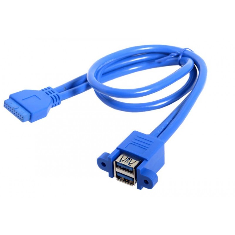 Internal USB 3.0 20pin to Dual USB 3.0 Female Cable - 50cm