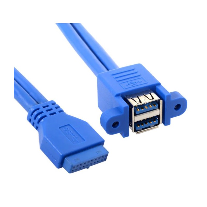 Internal USB 3.0 20pin to Dual USB 3.0 Female Cable - 50cm