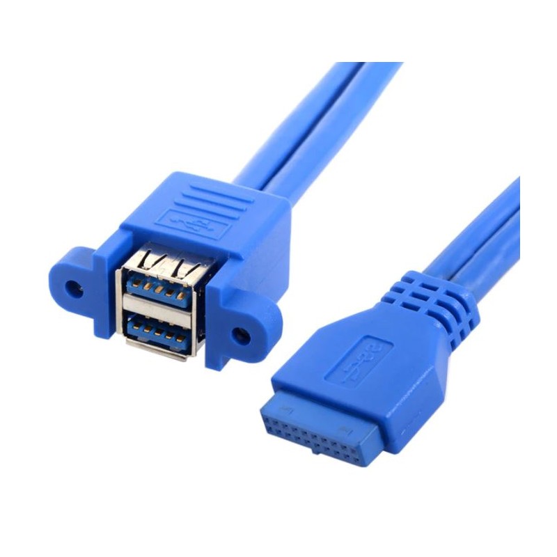 Intern USB 3.0 20pin till Dual USB 3.0 honkabel - 50 cm