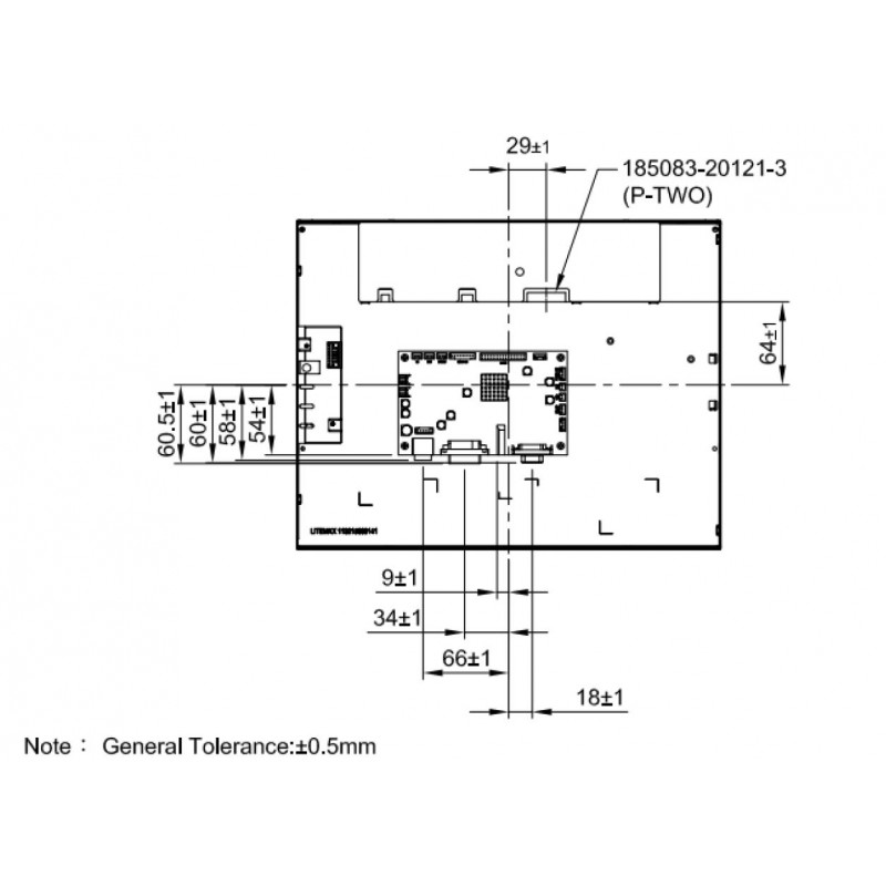 15" TFT öppen ram Panel 1600 nits, DVI-I (VGA), HDMI, DisplayPort,