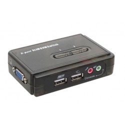 Compact 2-Port KVM Switch with USB & VGA, High Res 2048x1536