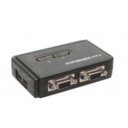 Compact 2-Port KVM Switch with USB & VGA, High Res 2048x1536