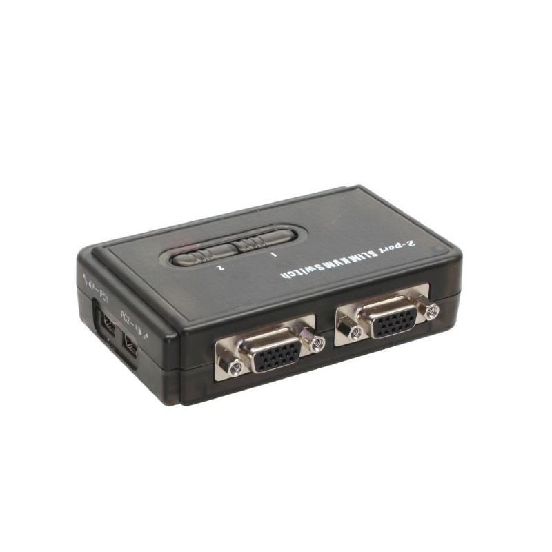 Kompakt 2-portars KVM-switch med USB & VGA, högupplöst 2048x1536